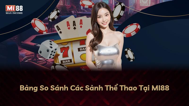 Bảng So Sánh Các Sảnh Thể Thao Tại MI88